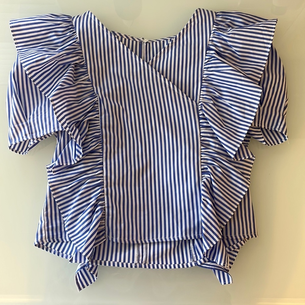 ZARA BLUE RUFFLES TOP